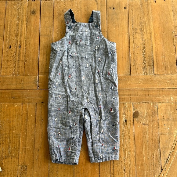Janie and jack chambray nautical print overalls - Picture 1 of 8
